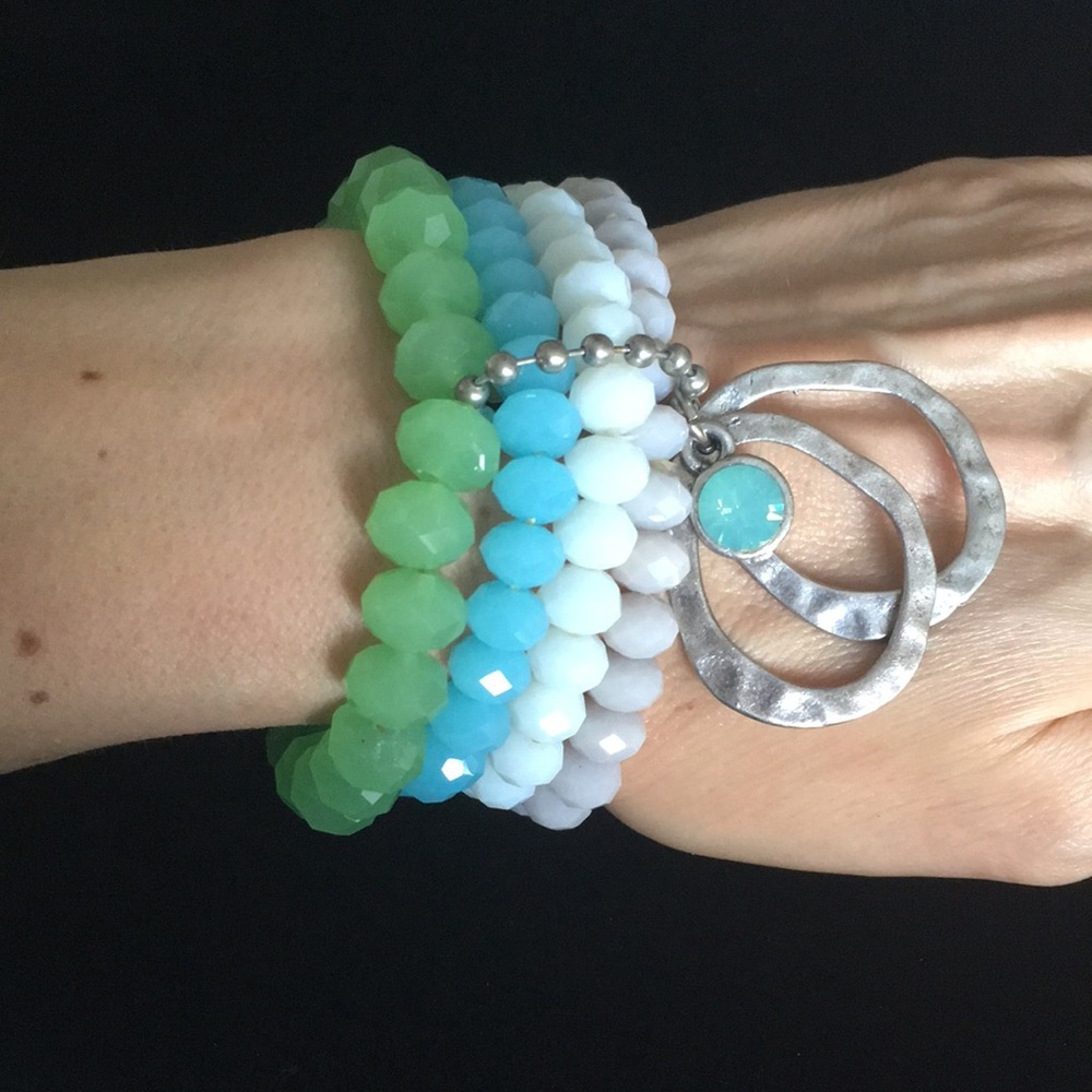 Chunky Layered Beaded Charm Bracelet